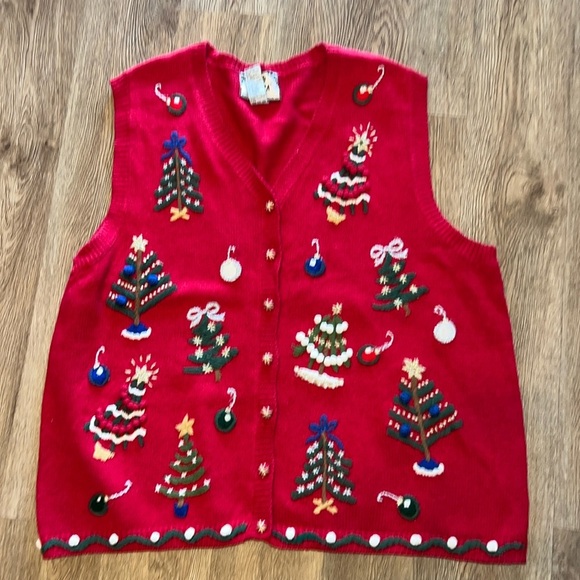 Tiara Women 3XL Embroidered Christmas Sweater Vest - Picture 1 of 4